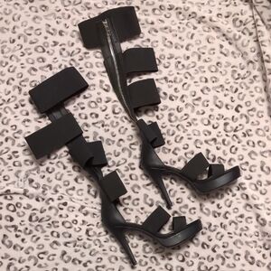 Current Mood Black Strappy Heels